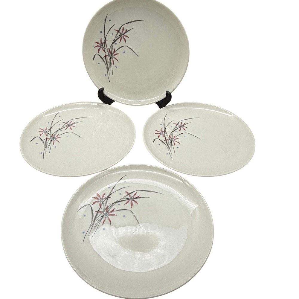 Syracuse China Carefree Flame Lily Salad Plates Set of 4 MCM